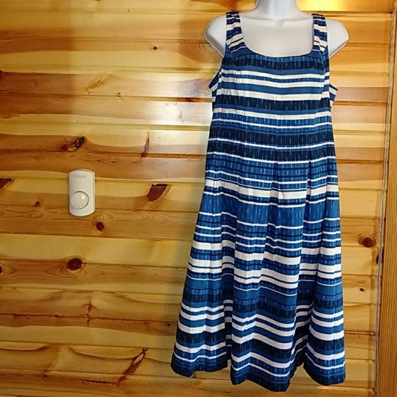 Nine West Blue Green Print Mid Sleeve Brunch Dress main image 1